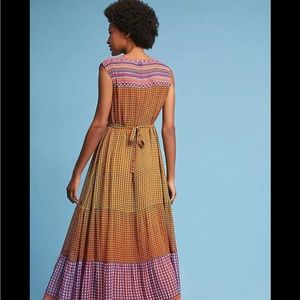 {Anthropologie} Aelyn Embroidered Colorblock Maxi Dress